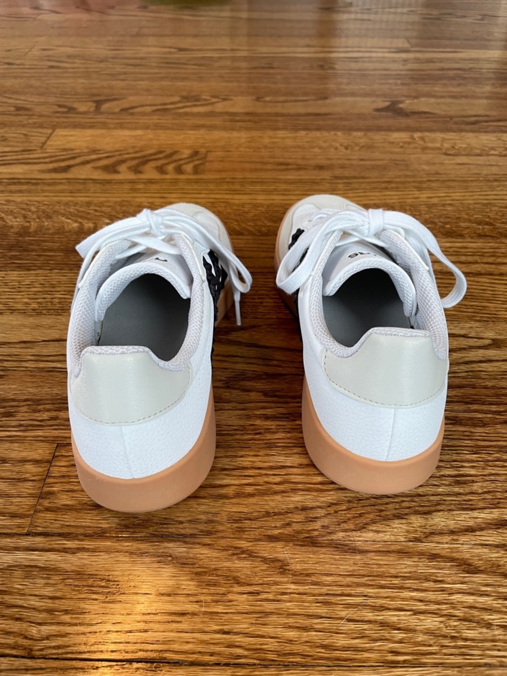 adidas White, Black & Tan Retro Court Sneakers - Picture 3 of 6